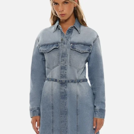 Short studded denim dress