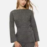 Long belted sweater - Beige